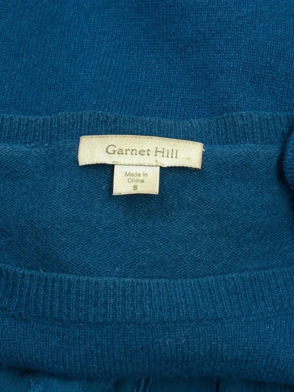 Garnet Hill Cashmere Flounce Trim Sweater Blue Women’s Small